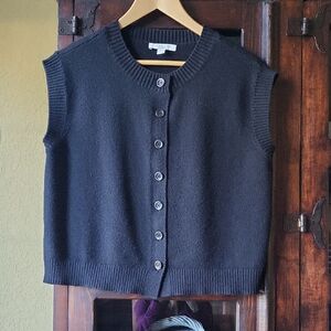 Ann Taylor Black Button-Up Sweater Vest